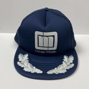 Vintage Sportco Hat Chicago Metallic Mesh Captain's Bill Blue Trucker Snapback